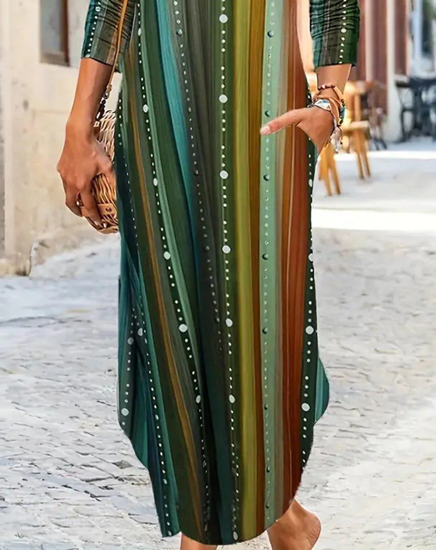 Fresh Green Round Neck Maxi Dress