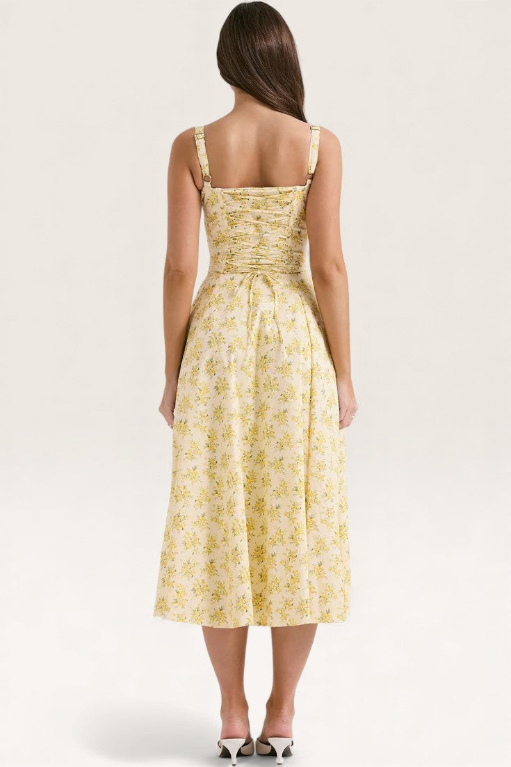 Yellow - Backless Slim-Fit Spaghetti Strap Dress