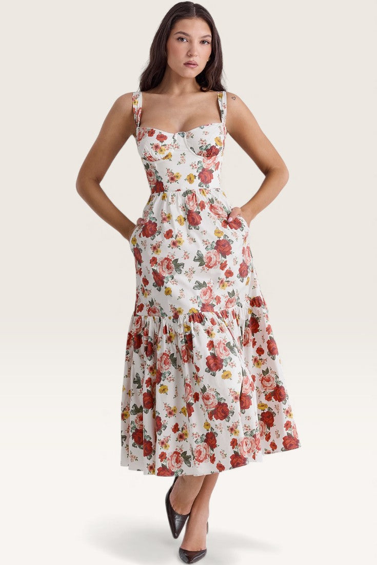 Floral – Backless Spaghetti Strap Dress