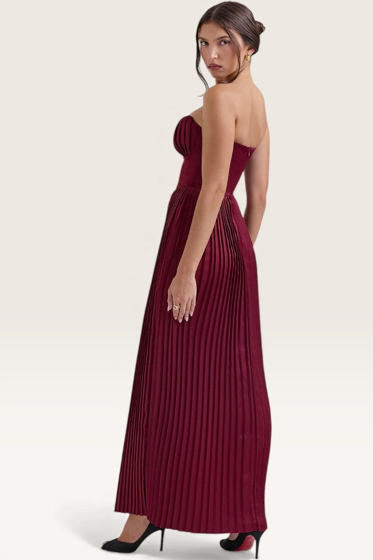 Wine Red – Sexy Strapless Slim Fit Maxi Dress