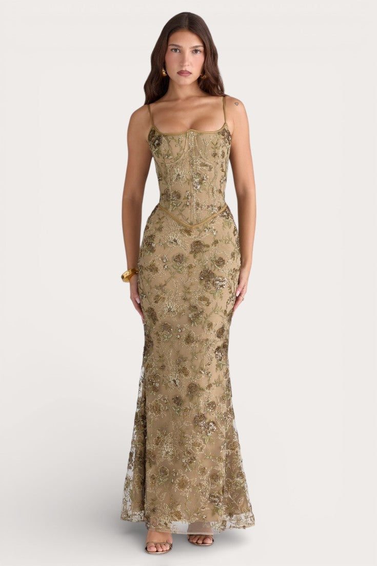Astra · Olive Eclipse Maxi Dress