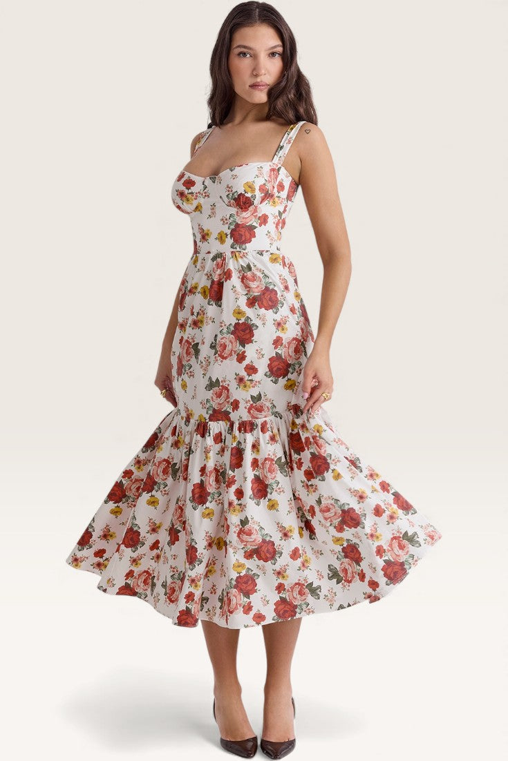 Floral – Backless Spaghetti Strap Dress