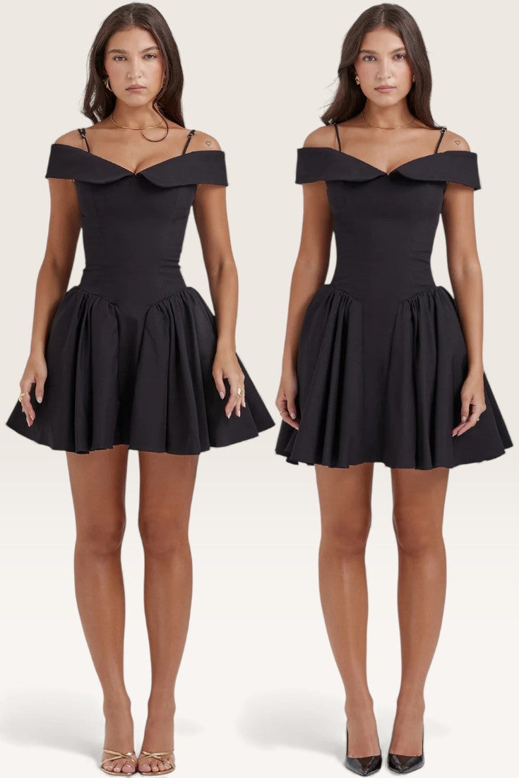 Black – Elegant Femme Fatale V-Neck Dress