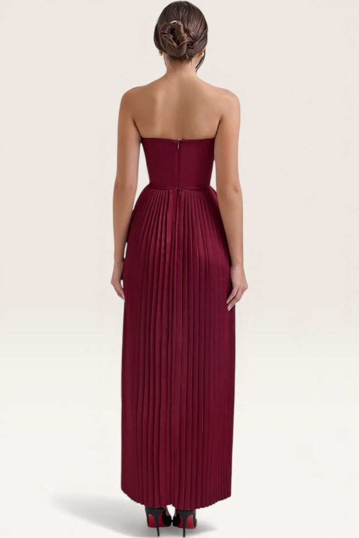 Wine Red – Sexy Strapless Slim Fit Maxi Dress