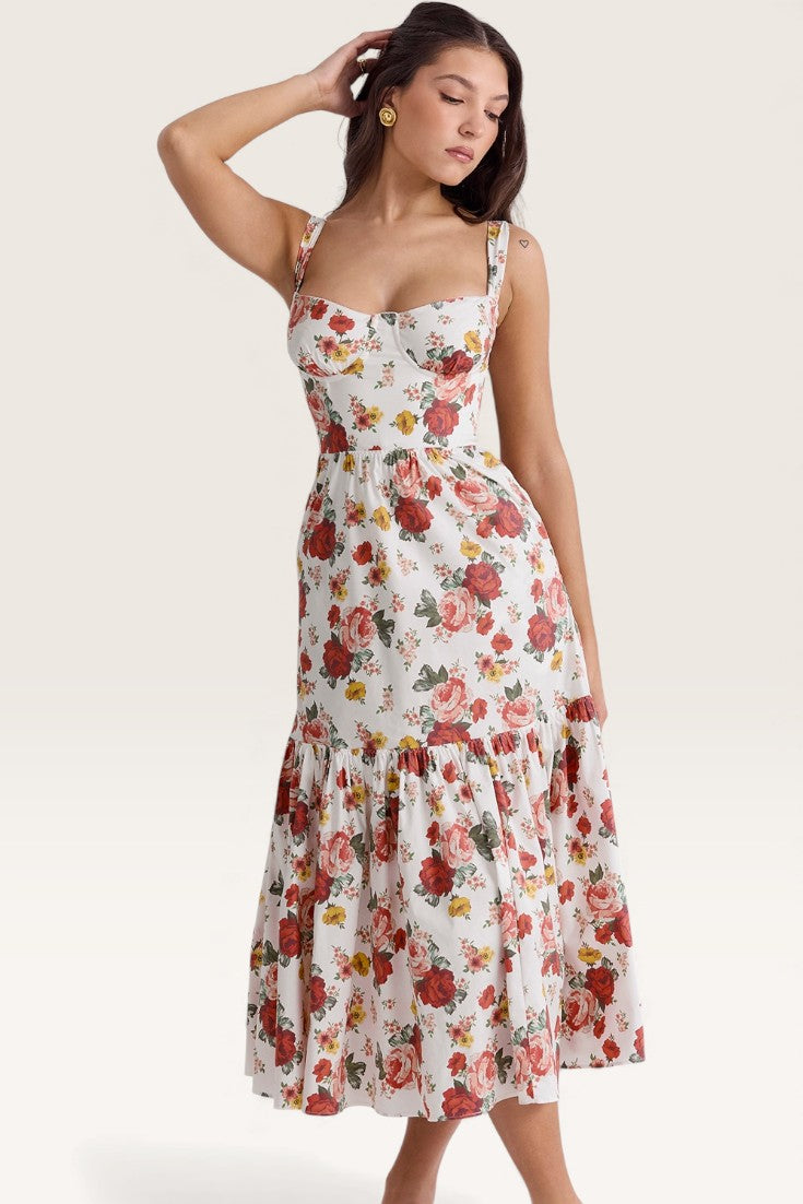 Floral – Backless Spaghetti Strap Dress
