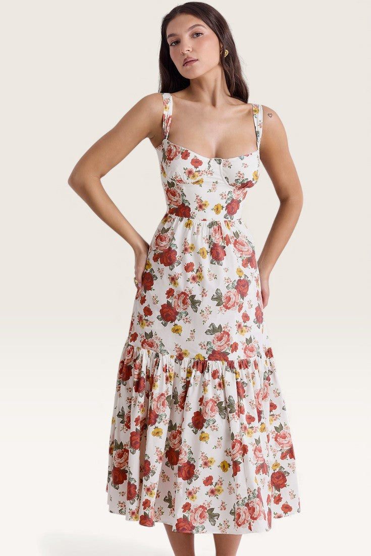 Floral – Backless Spaghetti Strap Dress