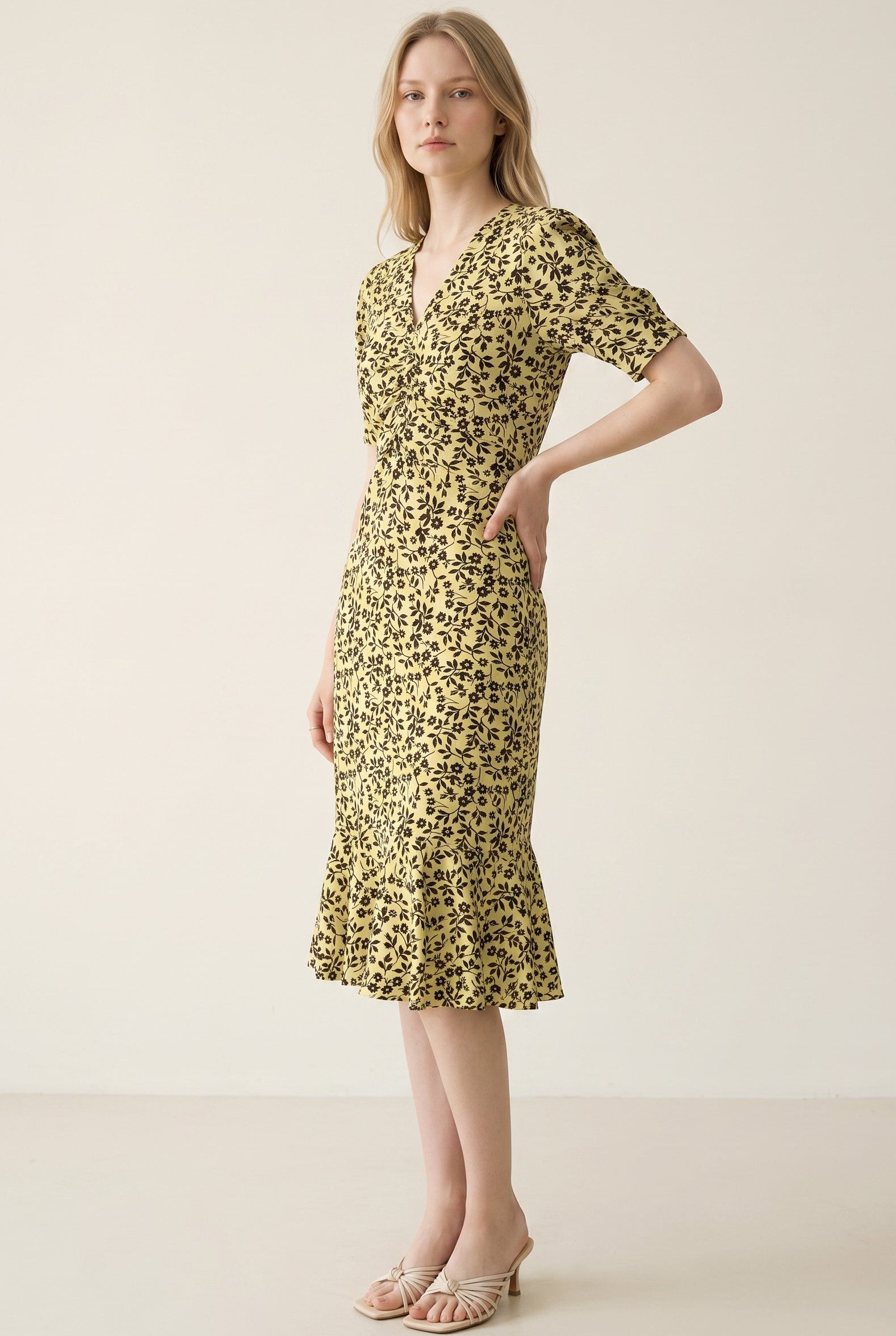 Aurelia · Golden Bloom Midi Dress