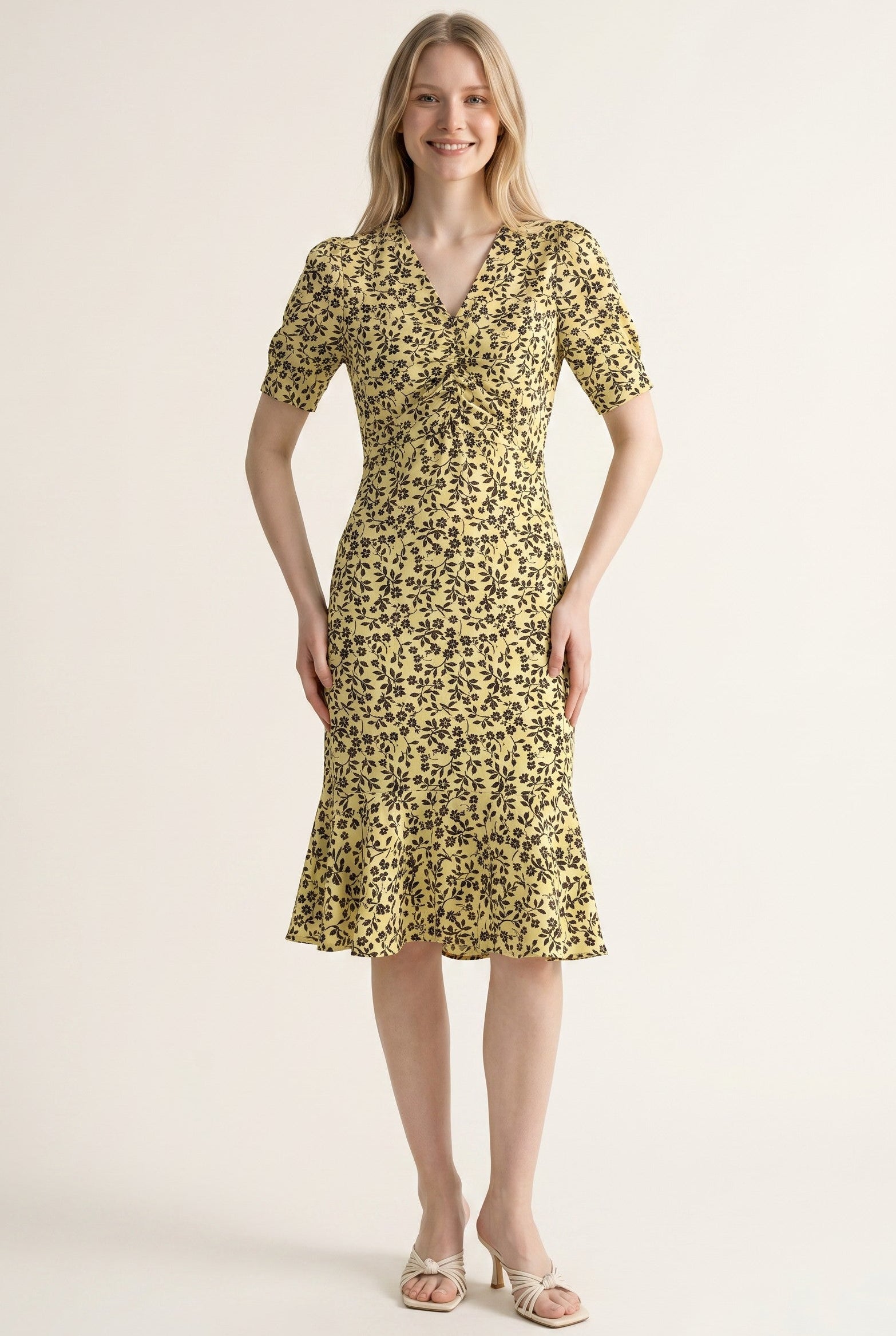 Aurelia · Golden Bloom Midi Dress