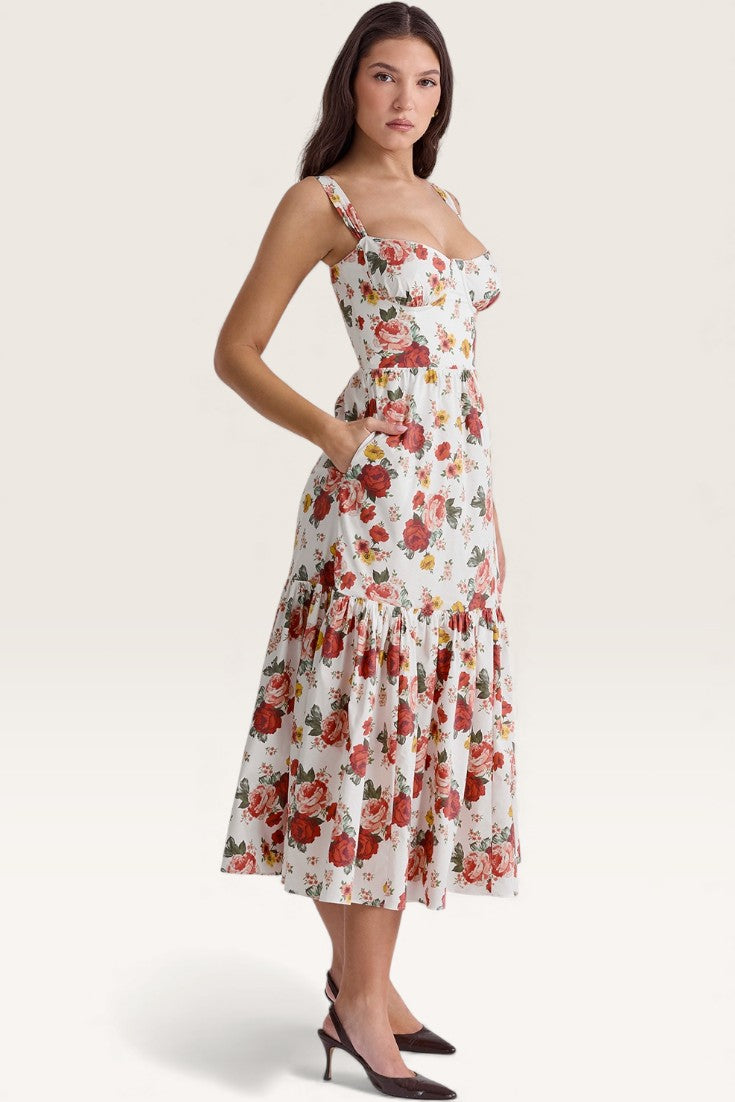 Floral – Backless Spaghetti Strap Dress