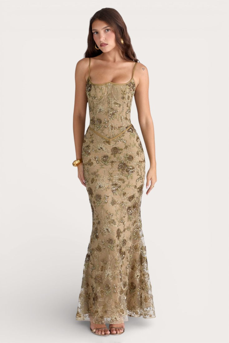 Astra · Olive Eclipse Maxi Dress