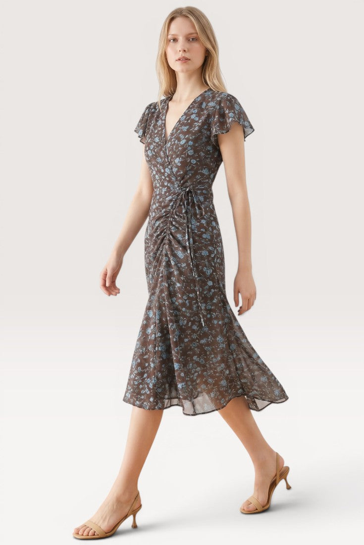 Astra · Mocha Bloom Midi Dress