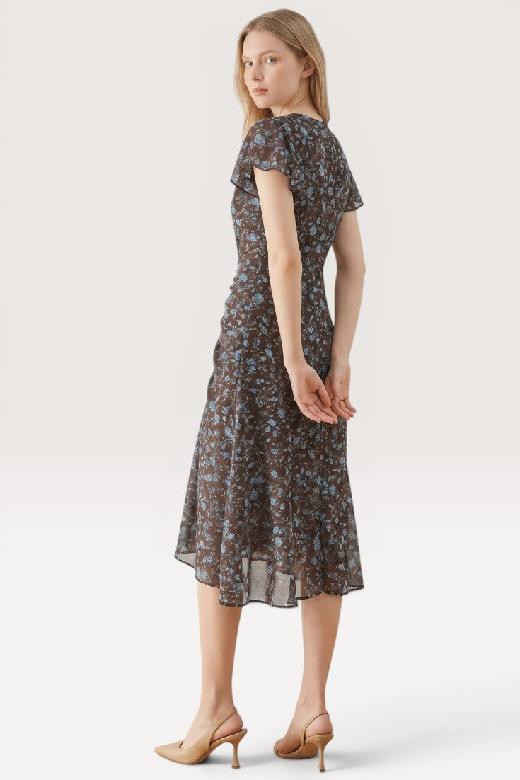 Astra · Mocha Bloom Midi Dress