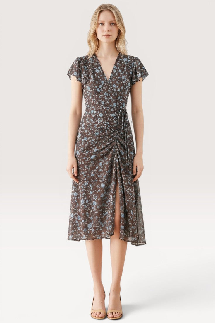 Astra · Mocha Bloom Midi Dress