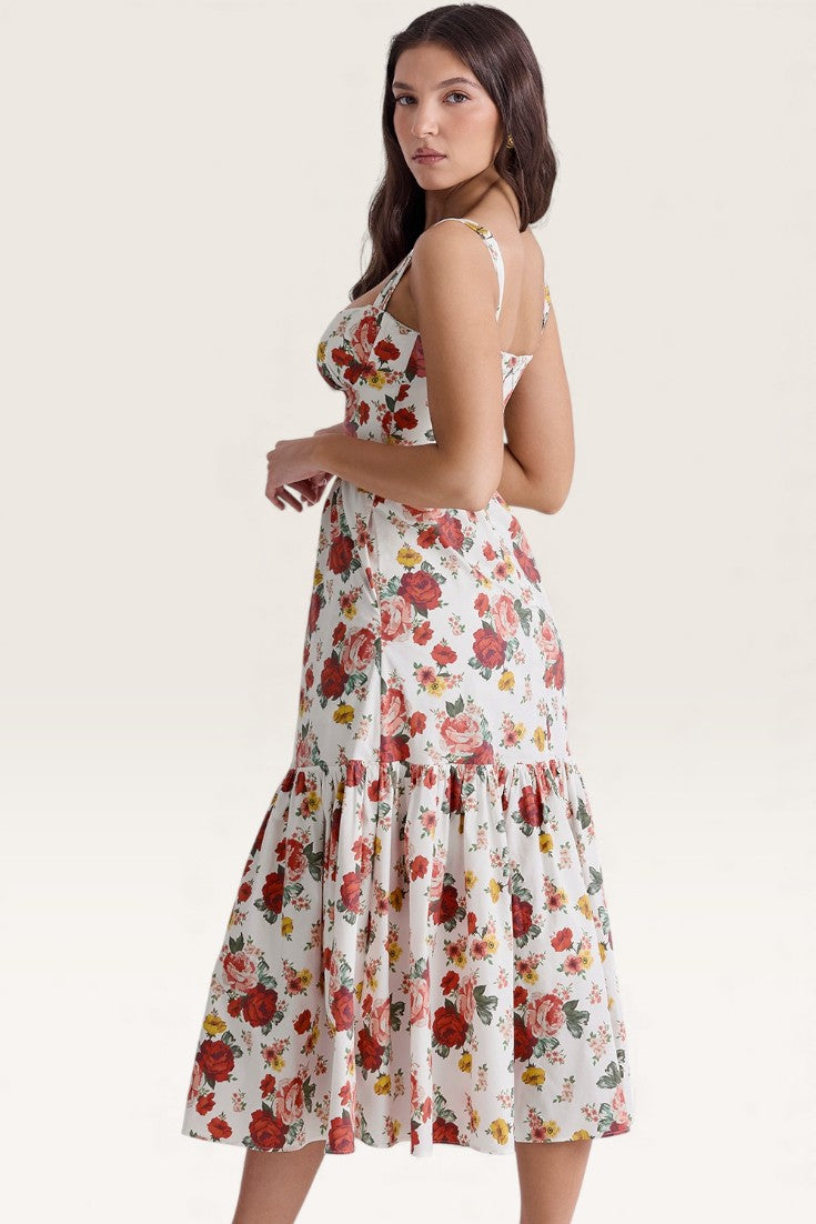 Floral – Backless Spaghetti Strap Dress