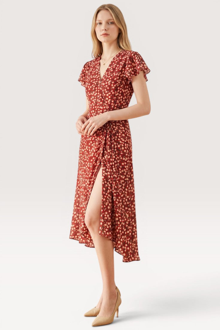 Seraphine · Crimson Petal Midi Dress