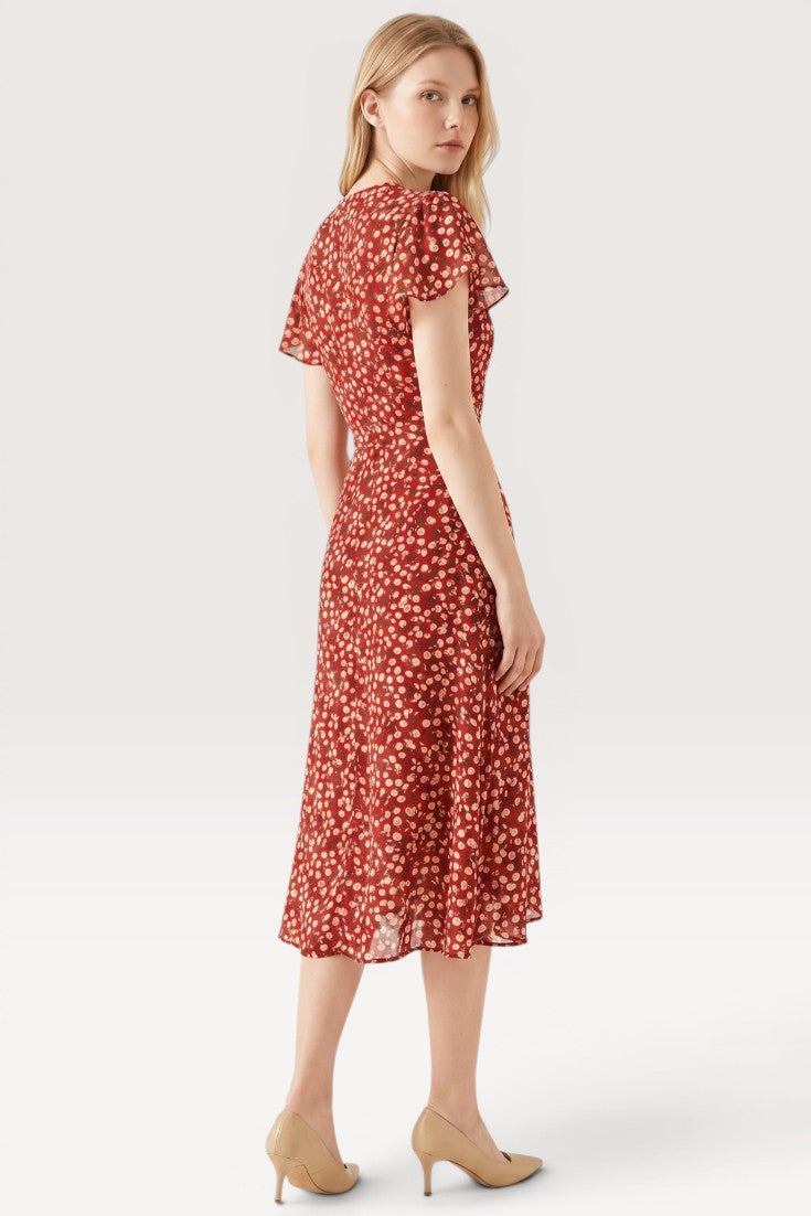 Seraphine · Crimson Petal Midi Dress