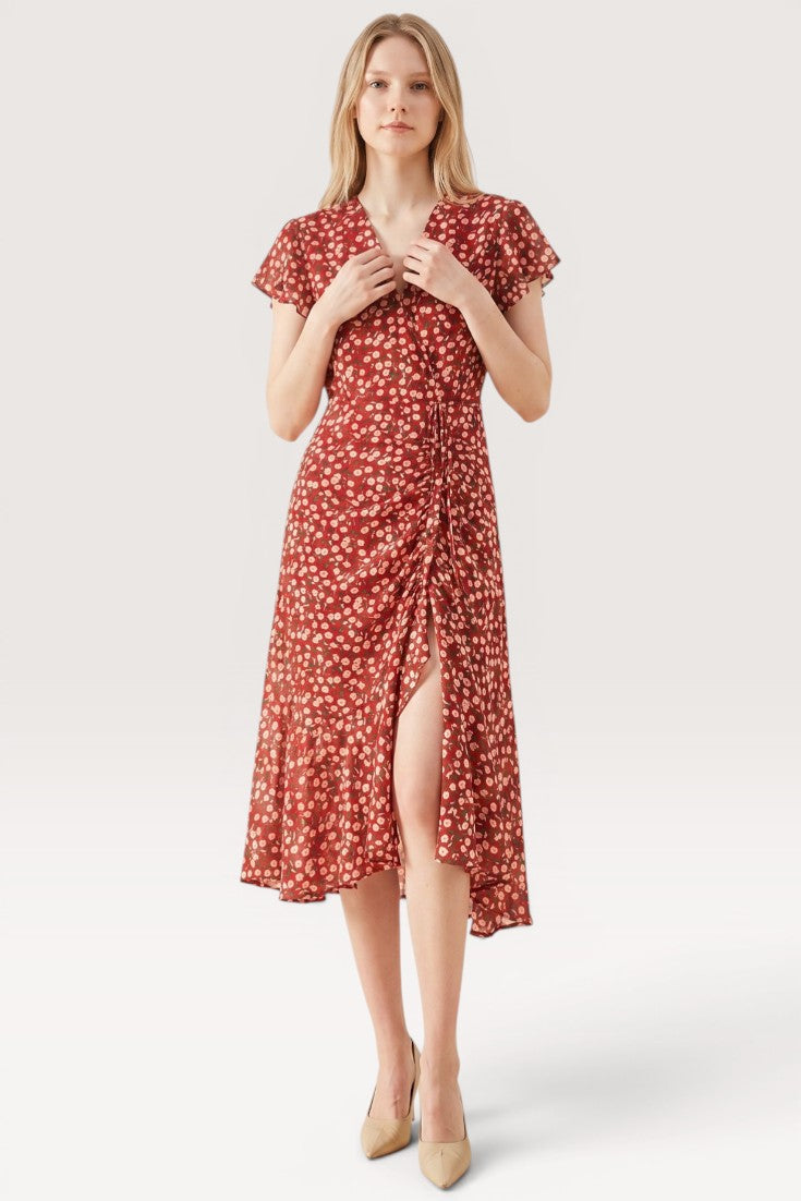 Seraphine · Crimson Petal Midi Dress