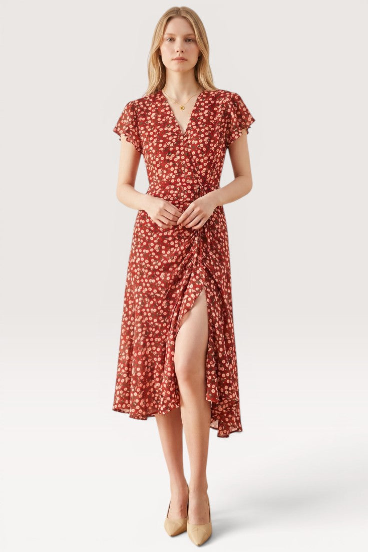Seraphine · Crimson Petal Midi Dress