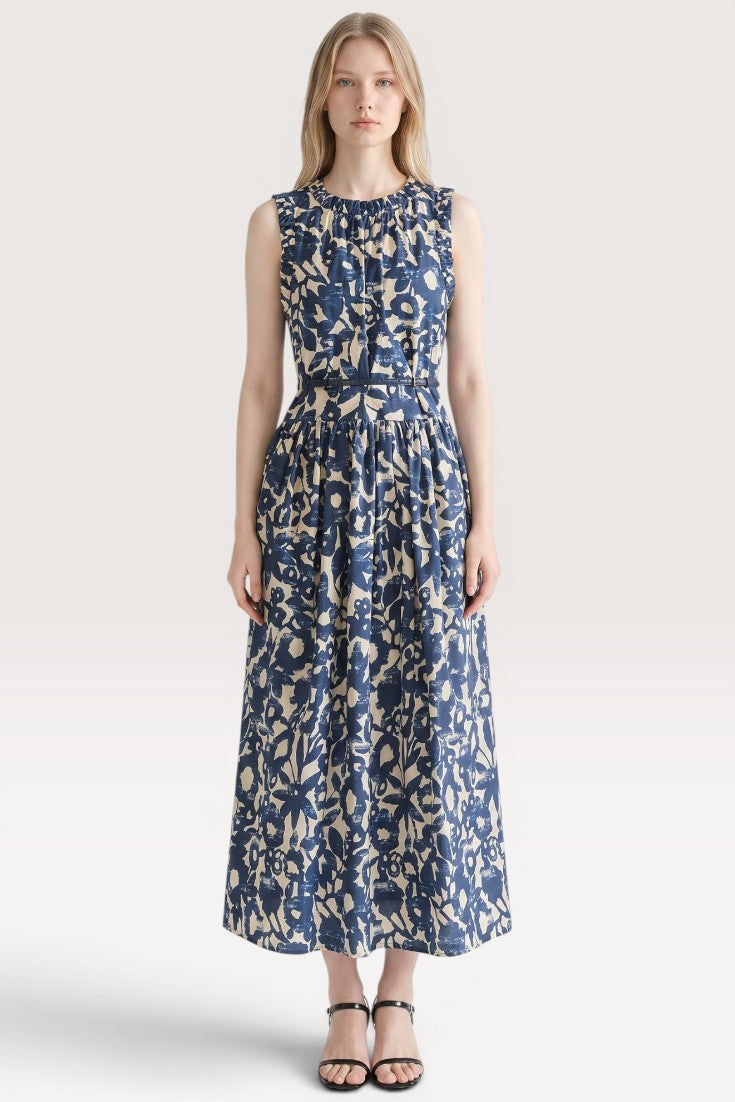 Elara · Blue Blossom Midi Dress