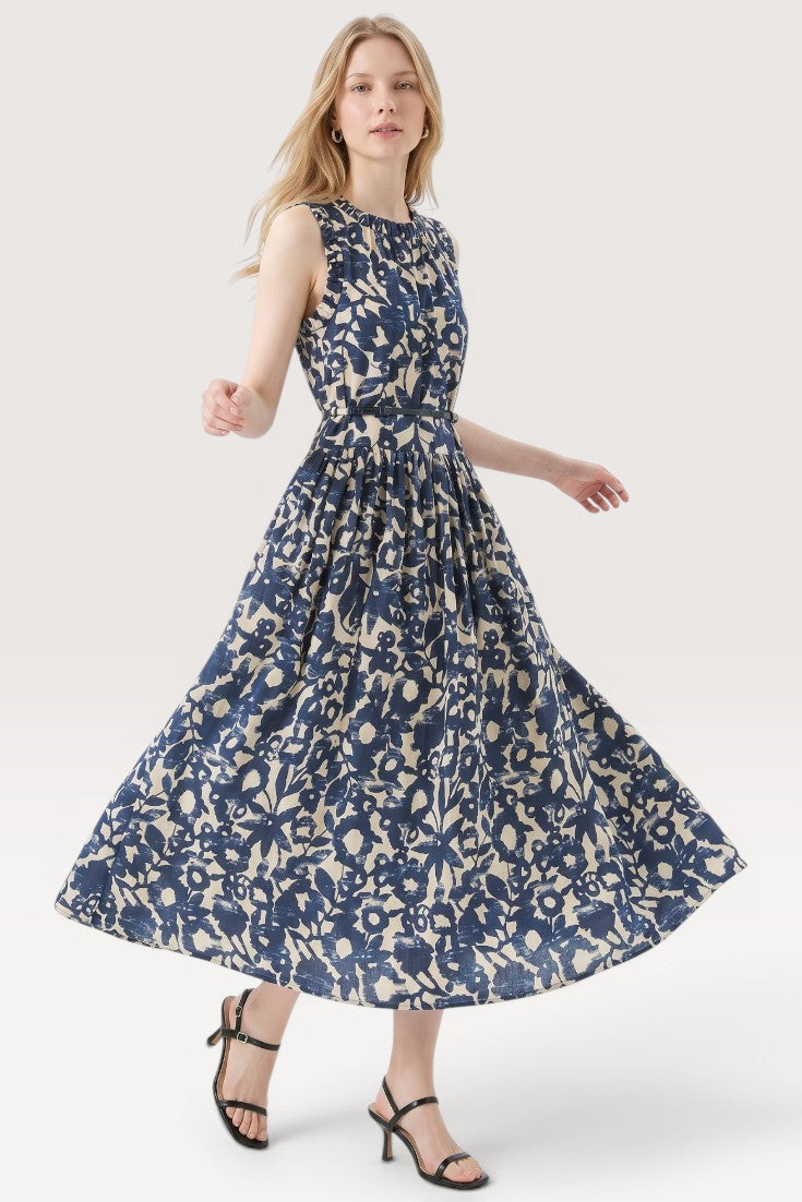 Elara · Blue Blossom Midi Dress