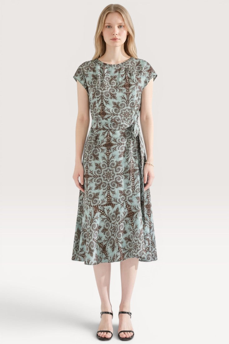Evanthe · Sage Mosaic Midi Dress