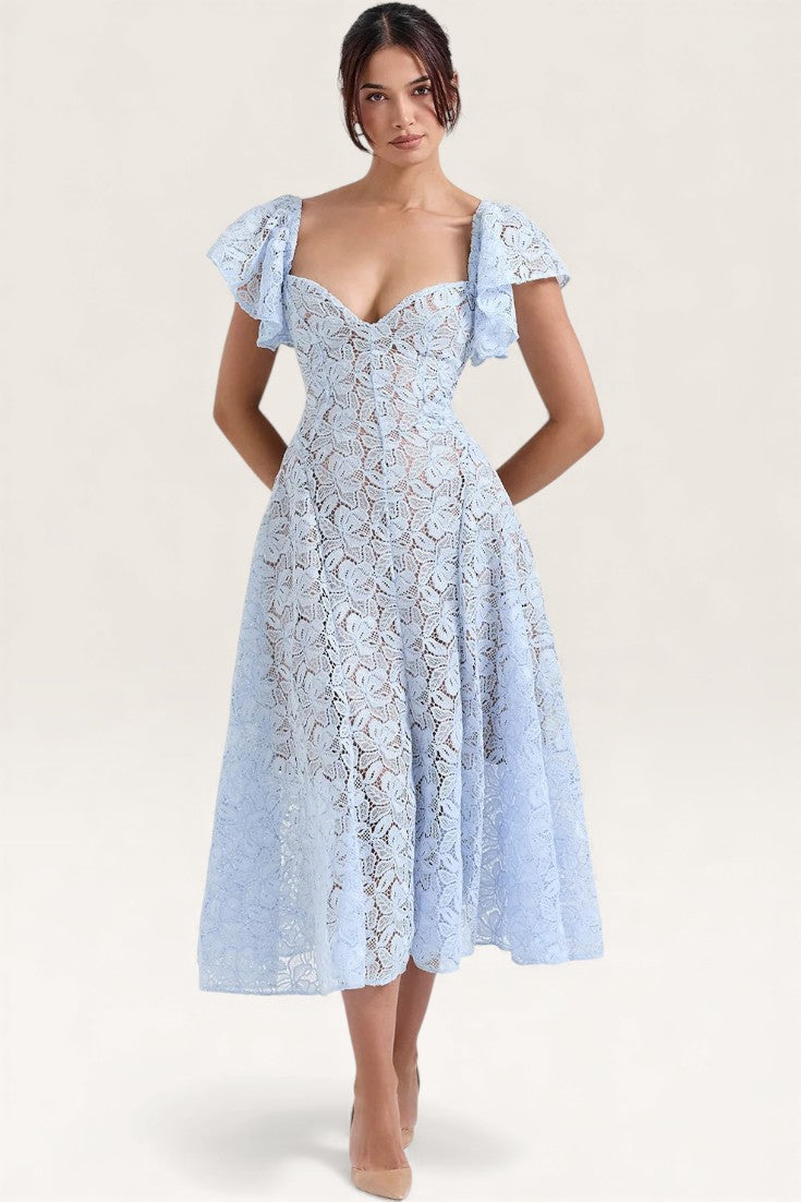 Blue – Vintage Lace Sexy A-Line Dress