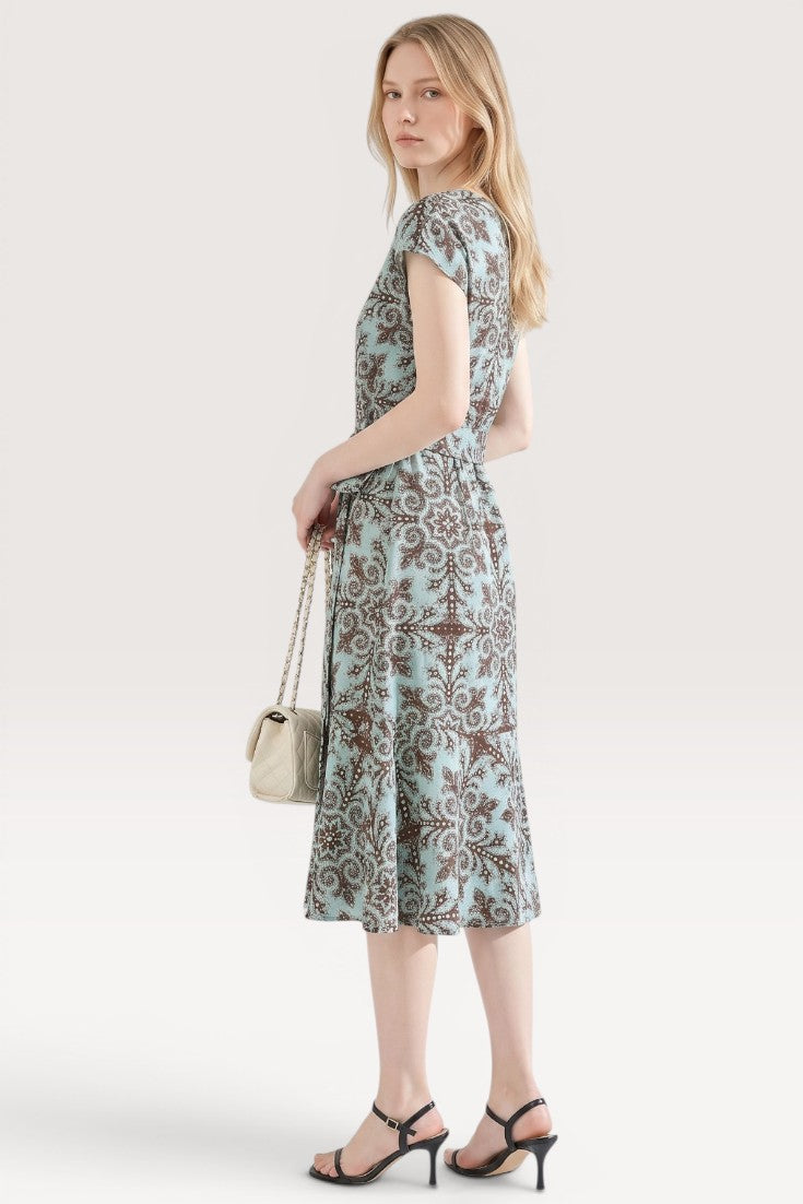 Evanthe · Sage Mosaic Midi Dress