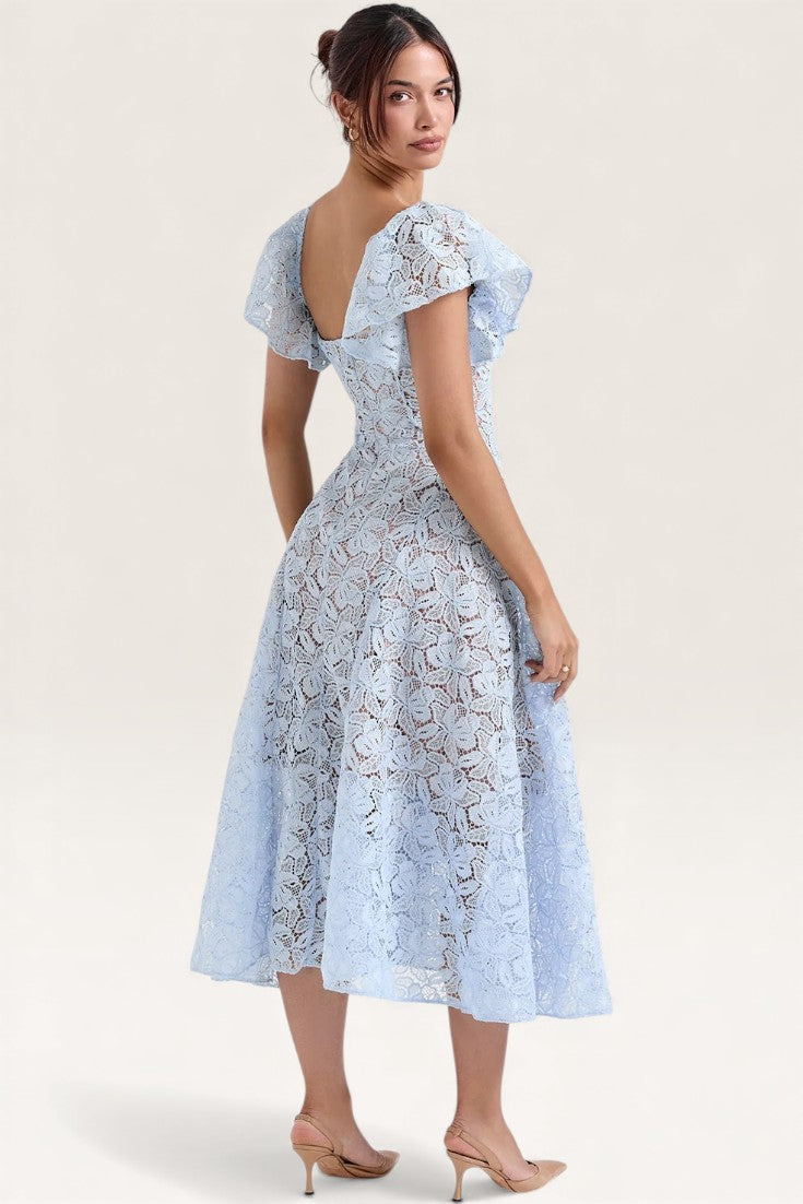 Blue – Vintage Lace Sexy A-Line Dress