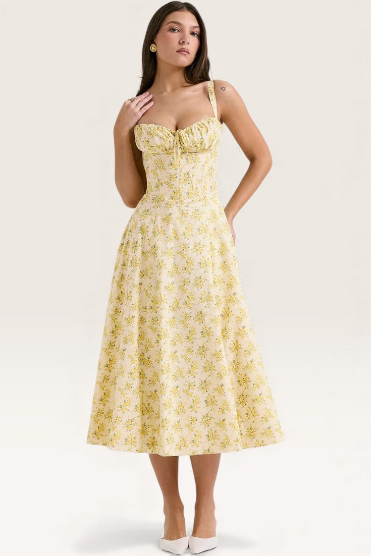 Yellow - Backless Slim-Fit Spaghetti Strap Dress