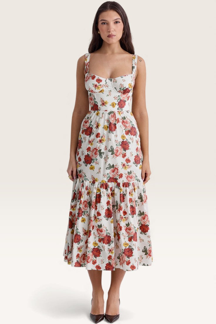 Floral – Backless Spaghetti Strap Dress