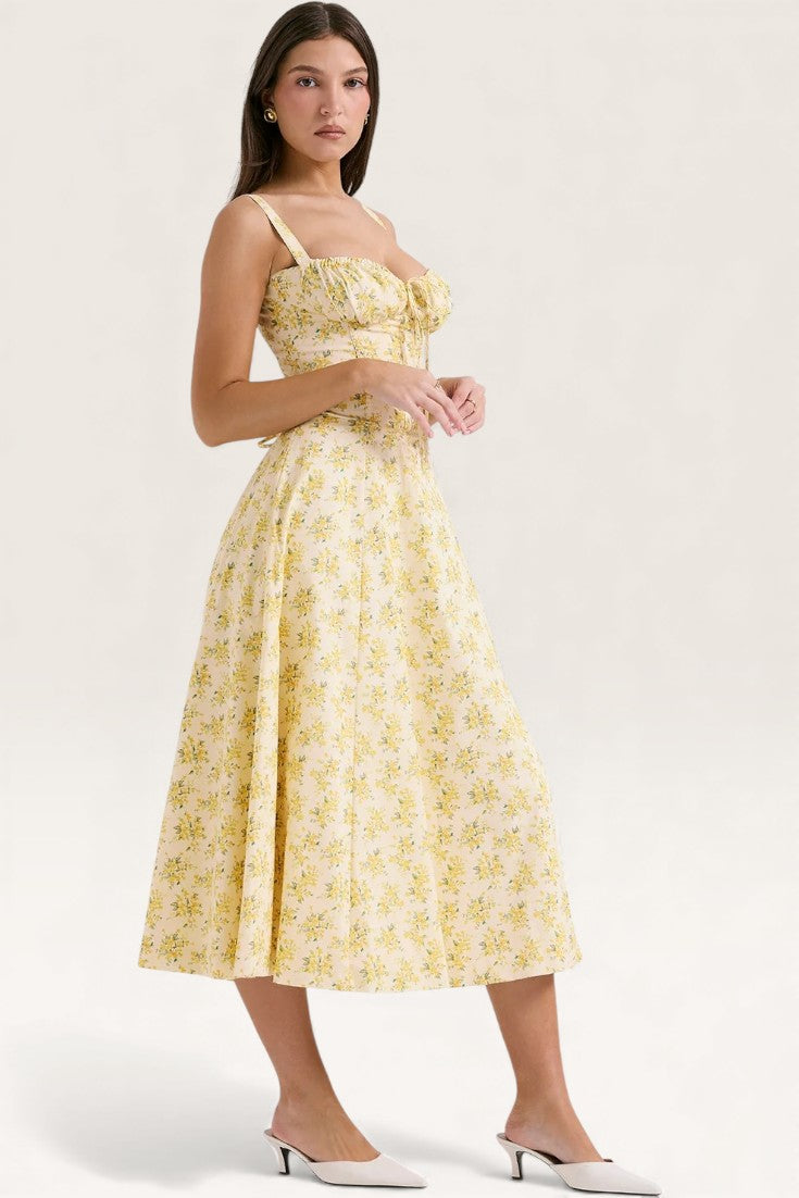 Yellow - Backless Slim-Fit Spaghetti Strap Dress