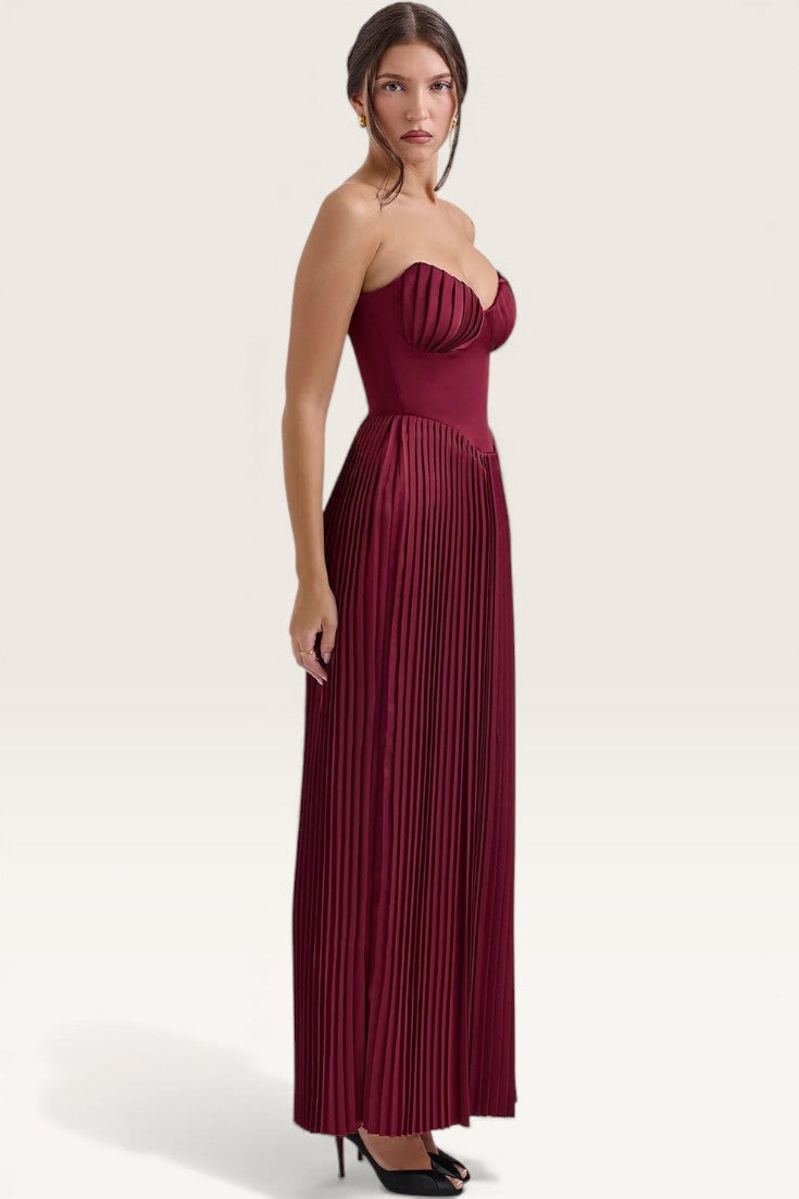 Wine Red – Sexy Strapless Slim Fit Maxi Dress