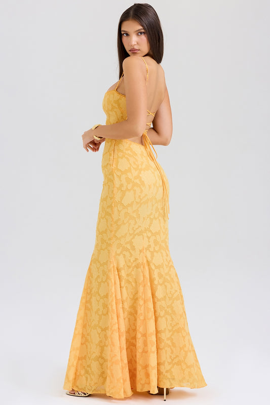 Yellow – Elegant Waist-Cinched Slip Dress