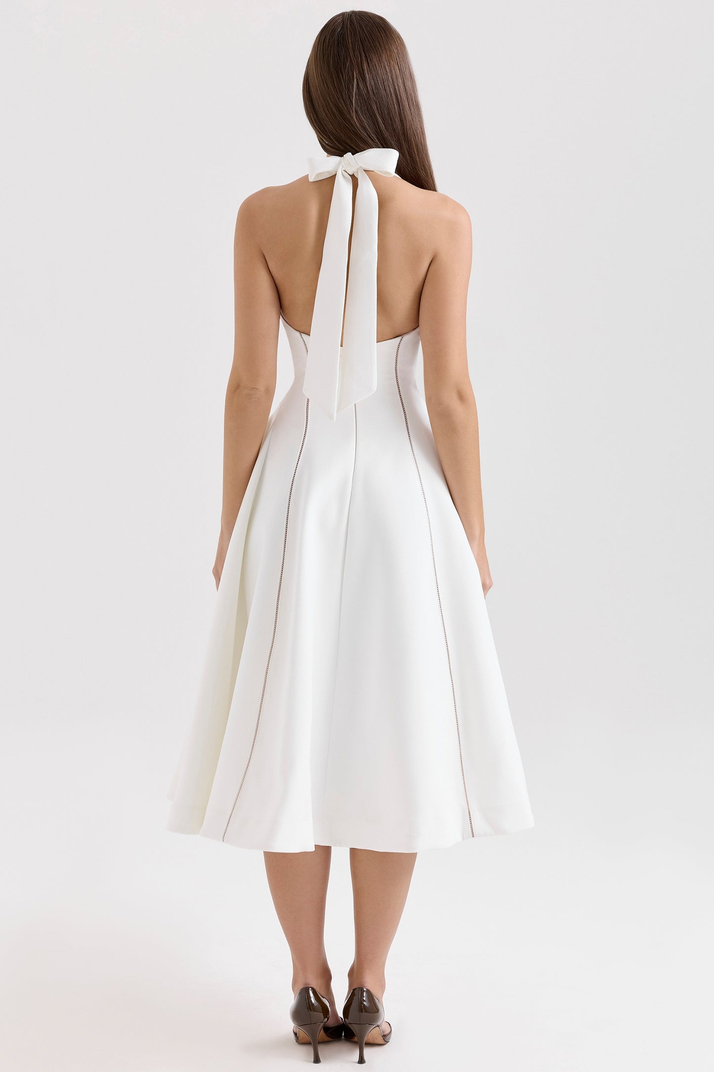 White – Ruched Slim-Fit Halter Dress
