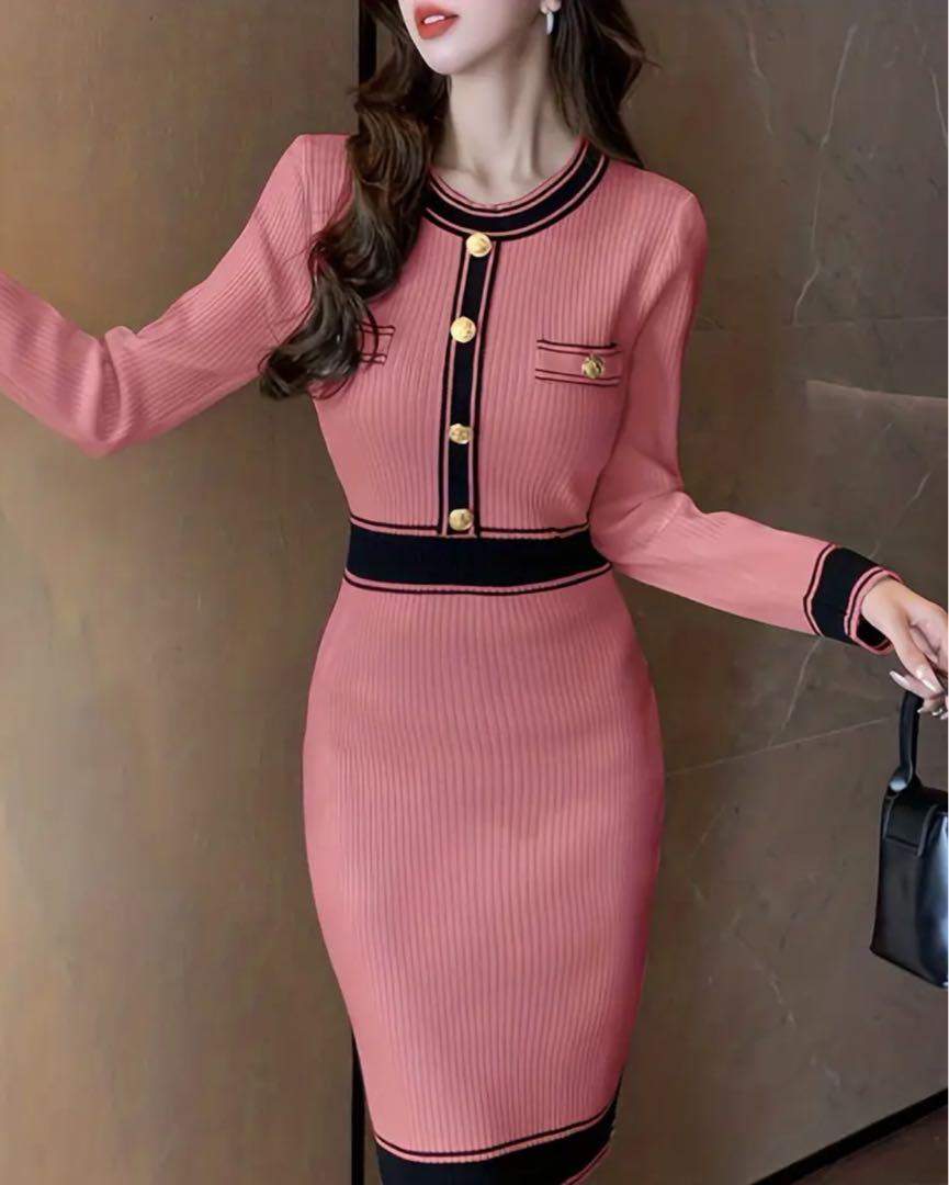 Watermelon Red – Short-Sleeve Slim Fit Fashion Dress