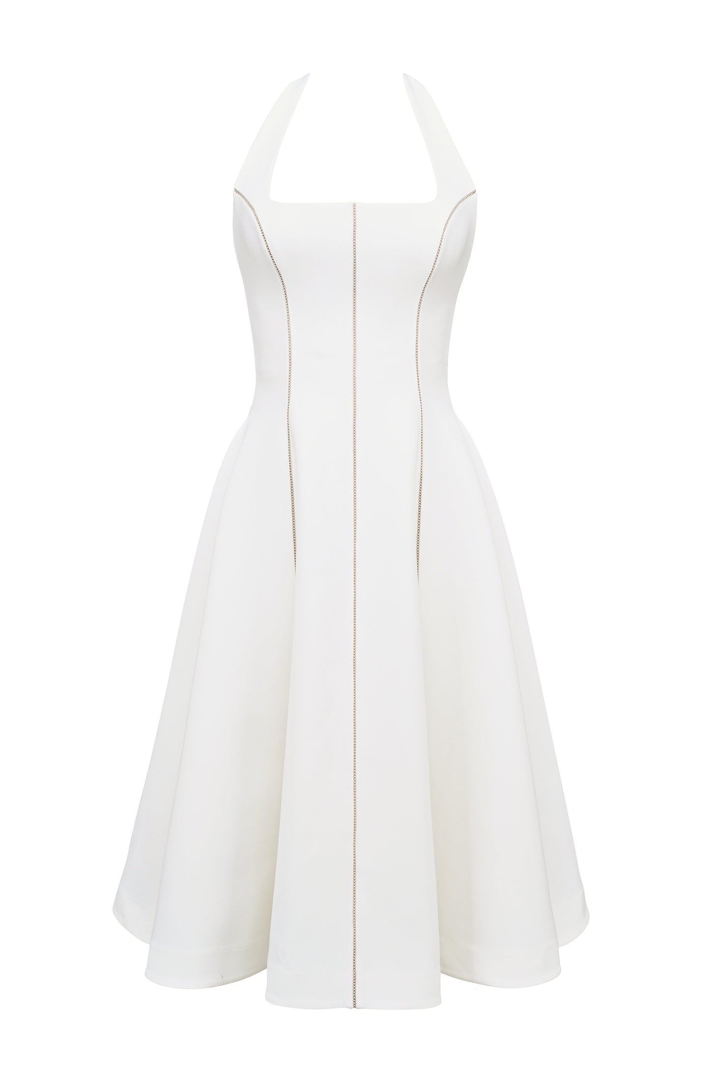 White – Ruched Slim-Fit Halter Dress