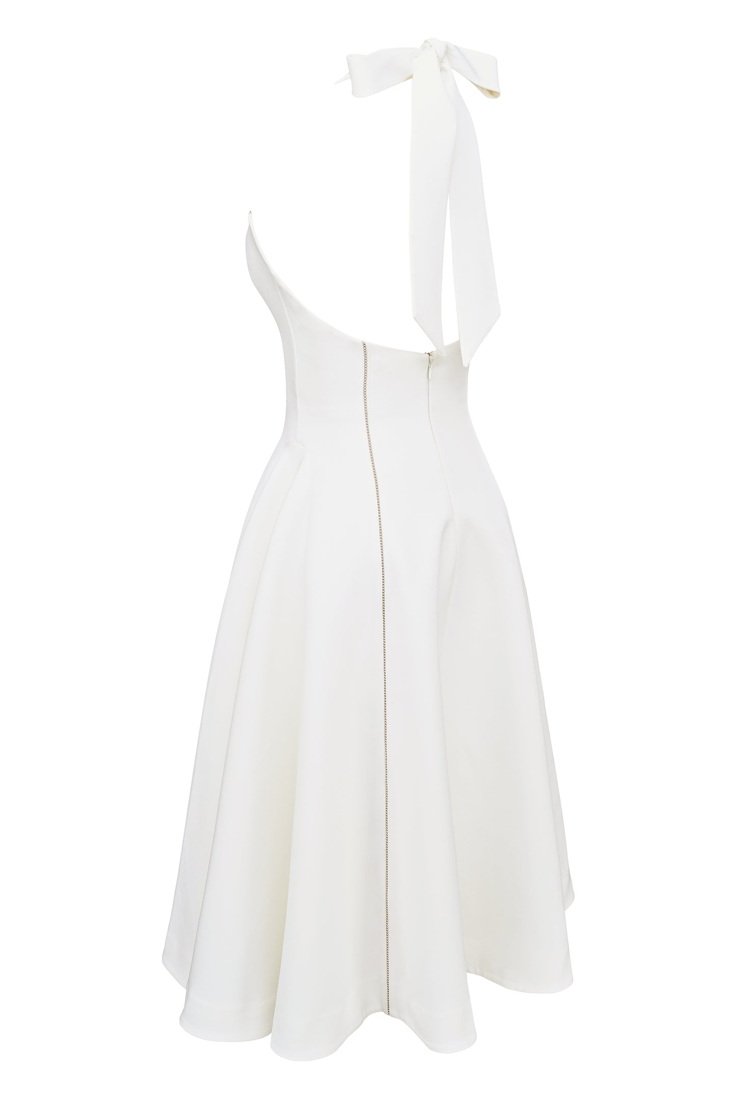 White – Ruched Slim-Fit Halter Dress